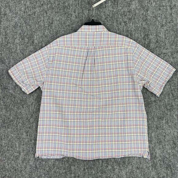 Lands End Shirt‎ Mens XL 17-17.5 Loose Cotton Seersucker Plaid Short Sleeve - Picture 2 of 8